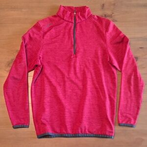 Ping Men's Zip-Up Sweater in Red with Gray Trim
